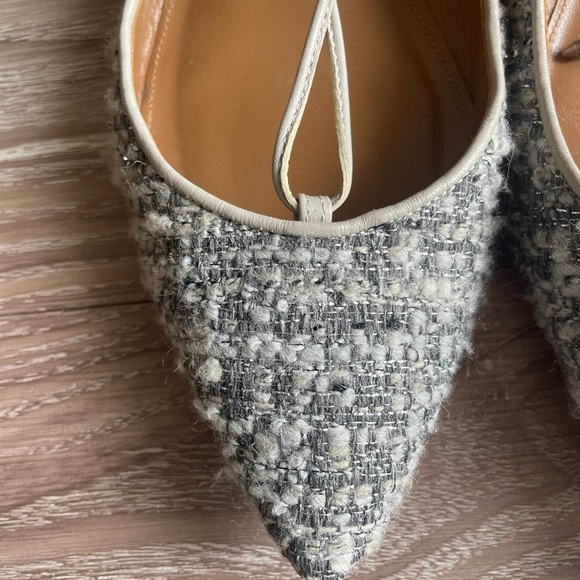 Aquazzura Italian Christy Tweed Lace-up Ballet Flats - Picture 5 of 6